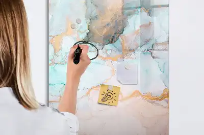 Magnetisch glazen memobord voor aan de muur met abstracte inktprint