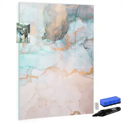 Magnetisch glazen memobord voor aan de muur met abstracte inktprint