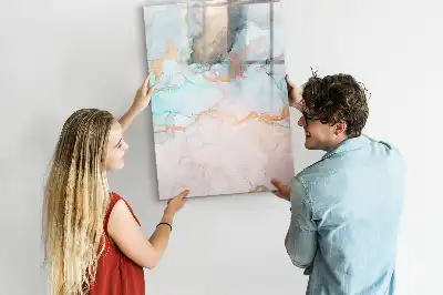 Magnetisch glazen memobord voor aan de muur met abstracte inktprint