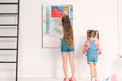 Magnetisch glazen memobord voor aan de muur met abstracte inktprint