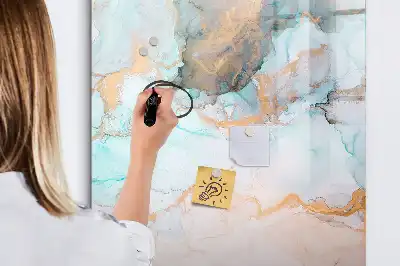 Magnetisch glazen memobord voor aan de muur met abstracte inktprint