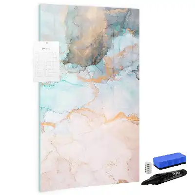 Magnetisch glazen memobord voor aan de muur met abstracte inktprint