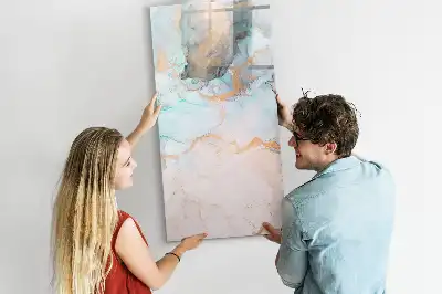 Magnetisch glazen memobord voor aan de muur met abstracte inktprint