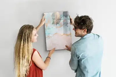 Magnetisch glazen memobord voor aan de muur met abstracte inktprint