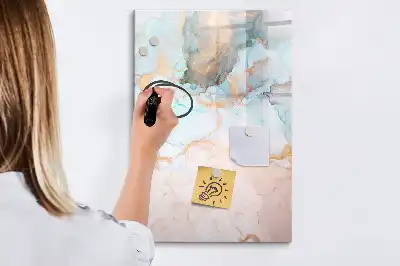 Magnetisch glazen memobord voor aan de muur met abstracte inktprint