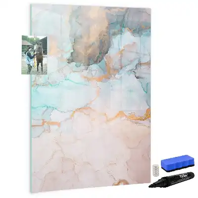 Magnetisch glazen memobord voor aan de muur met abstracte inktprint