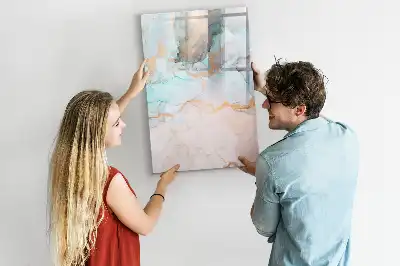 Magnetisch glazen memobord voor aan de muur met abstracte inktprint