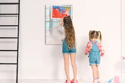 Magnetisch glazen memobord voor aan de muur met abstracte inktprint