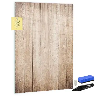 Glazen magneetbord met decoratieve print lichte houten planken