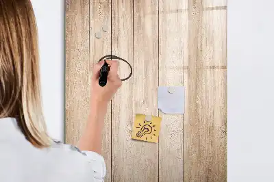 Glazen magneetbord met decoratieve print lichte houten planken
