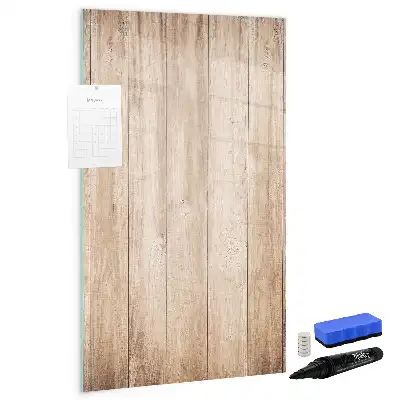 Glazen magneetbord met decoratieve print lichte houten planken
