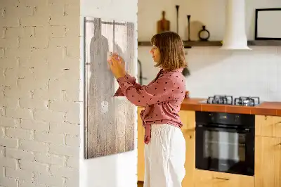 Glazen magneetbord met decoratieve print lichte houten planken