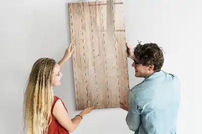 Glazen magneetbord met decoratieve print lichte houten planken