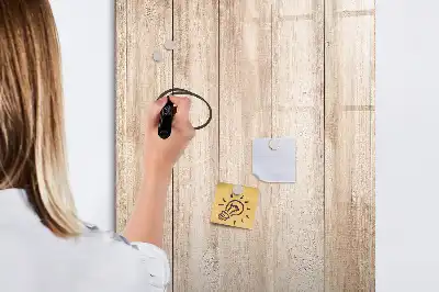 Glazen magneetbord met decoratieve print lichte houten planken