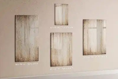 Glazen magneetbord met decoratieve print lichte houten planken