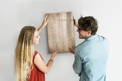 Glazen magneetbord met decoratieve print lichte houten planken
