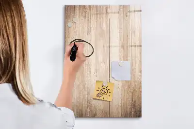 Glazen magneetbord met decoratieve print lichte houten planken