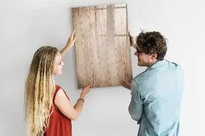 Glazen magneetbord met decoratieve print lichte houten planken