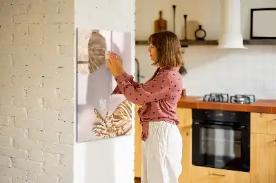 Magnetisch glazen memobord voor aan de muur met gouden bladerenpatroon
