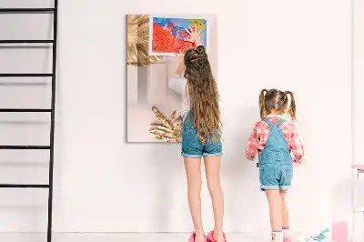 Magnetisch glazen memobord voor aan de muur met gouden bladerenpatroon
