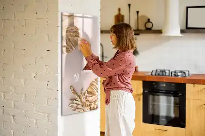 Magnetisch glazen memobord voor aan de muur met gouden bladerenpatroon