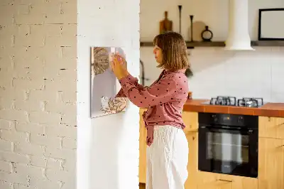 Magnetisch glazen memobord voor aan de muur met gouden bladerenpatroon
