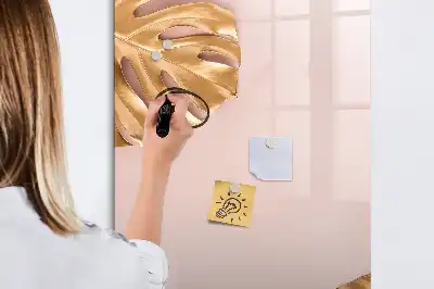 Magnetisch glazen memobord voor aan de muur met gouden bladerenpatroon