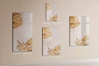 Magnetisch glazen memobord voor aan de muur met gouden bladerenpatroon