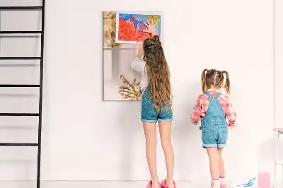 Magnetisch glazen memobord voor aan de muur met gouden bladerenpatroon