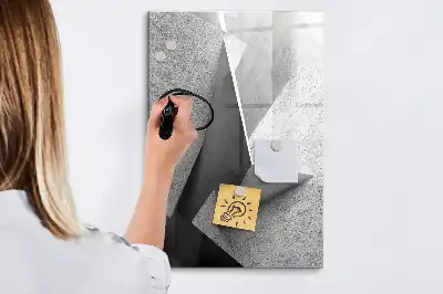 Glazen magneetbord met geometrische abstractie