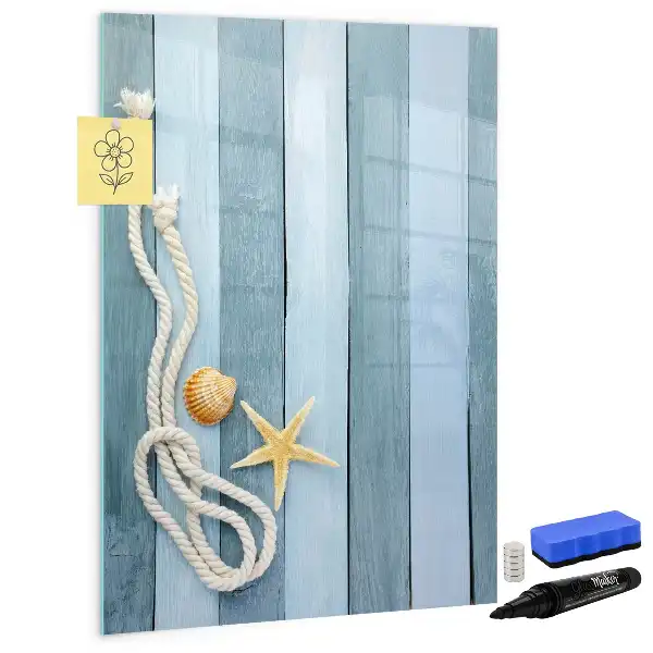 Magnetisch glazen memobord met zee-thema