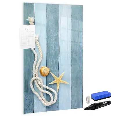 Magnetisch glazen memobord met zee-thema