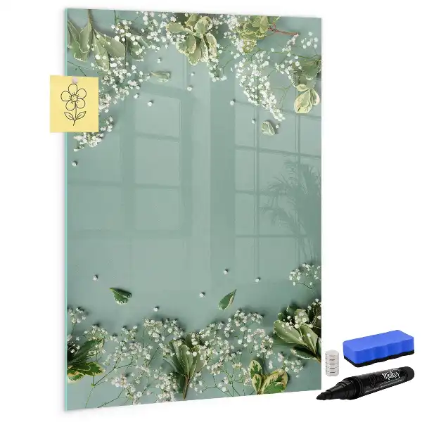 Glazen magneetbord met gipskruidprint met decoratieve print