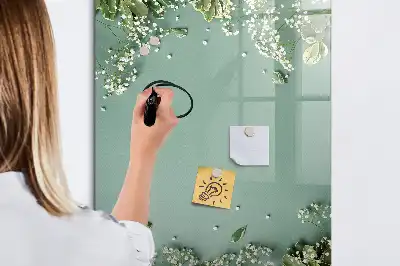 Glazen magneetbord met gipskruidprint met decoratieve print