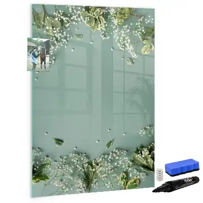 Glazen magneetbord met gipskruidprint met decoratieve print