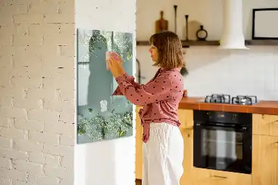 Glazen magneetbord met gipskruidprint met decoratieve print