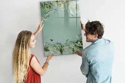 Glazen magneetbord met gipskruidprint met decoratieve print