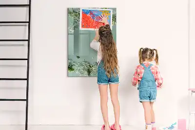 Glazen magneetbord met gipskruidprint met decoratieve print