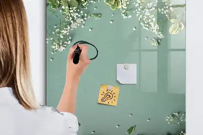 Glazen magneetbord met gipskruidprint met decoratieve print
