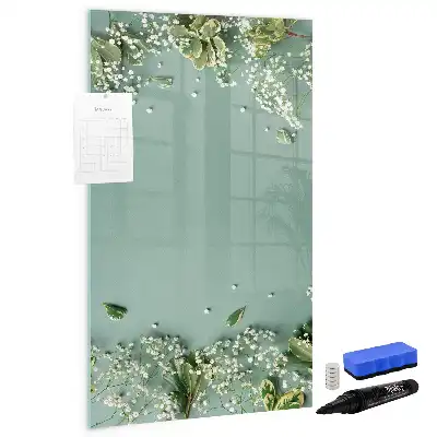 Glazen magneetbord met gipskruidprint met decoratieve print