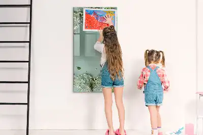 Glazen magneetbord met gipskruidprint met decoratieve print