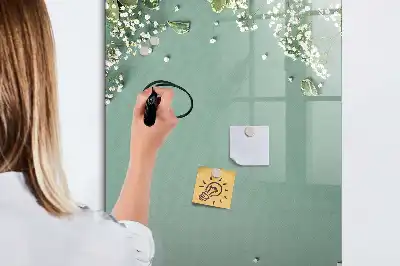 Glazen magneetbord met gipskruidprint met decoratieve print