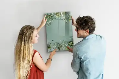 Glazen magneetbord met gipskruidprint met decoratieve print