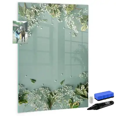 Glazen magneetbord met gipskruidprint met decoratieve print