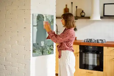 Glazen magneetbord met gipskruidprint met decoratieve print