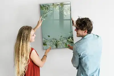 Glazen magneetbord met gipskruidprint met decoratieve print
