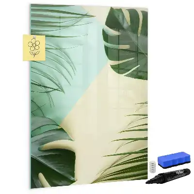 Magnetisch glazen memobord tropische monstera design