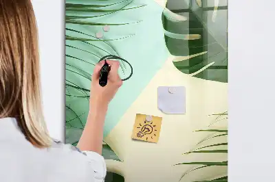 Magnetisch glazen memobord tropische monstera design