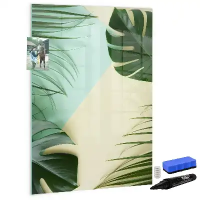 Magnetisch glazen memobord tropische monstera design