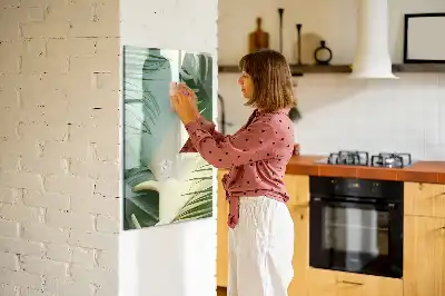 Magnetisch glazen memobord tropische monstera design